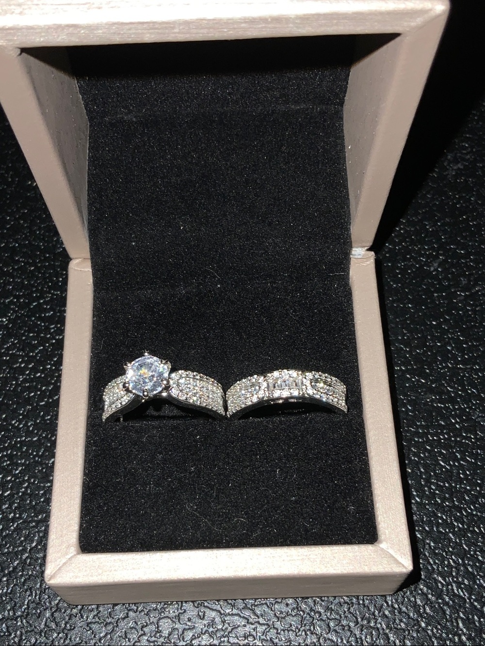 Silver Crystal Bridal Ring Set - Clear